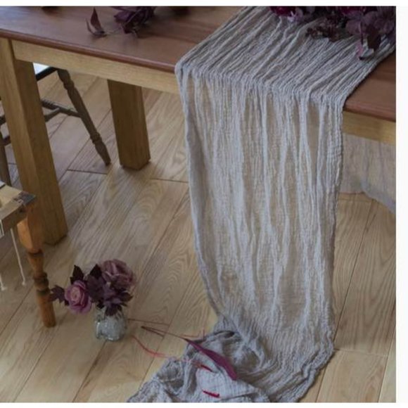 Wedding Dining Tablecloth Cheesecloth Table Runner 25" x 16ft Light Silver ~ New - Picture 2 of 2